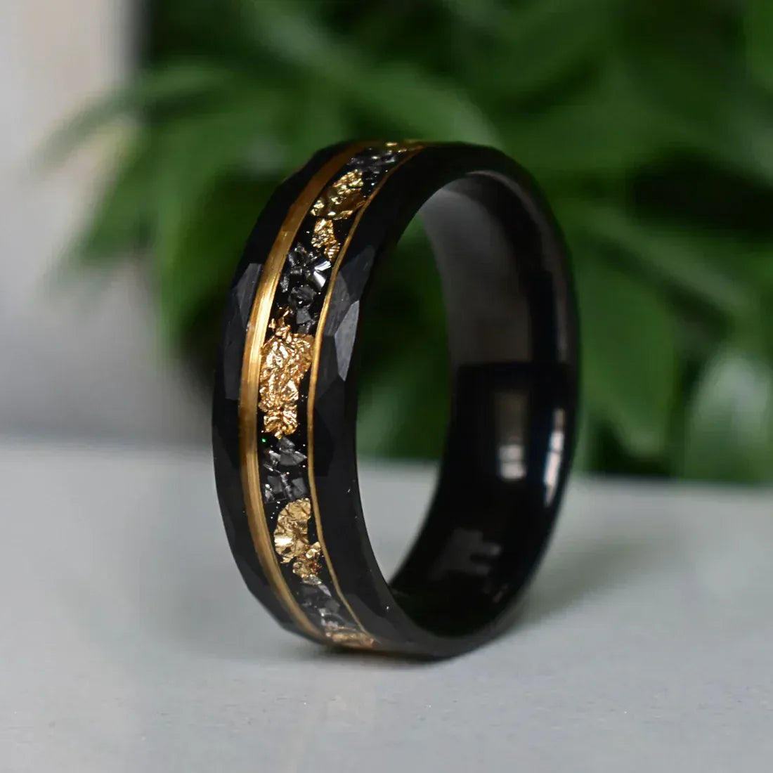 Ring Hammered 8mm Black Tungsten Ring My Store