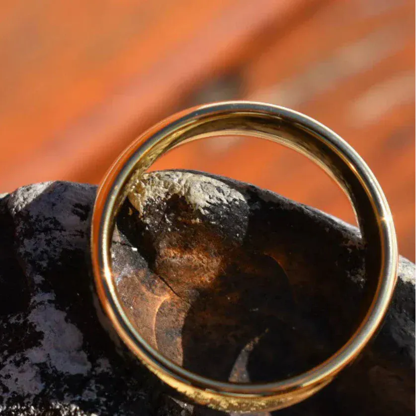 Ring High Polished 8mm Gold Tungsten Ring My Store