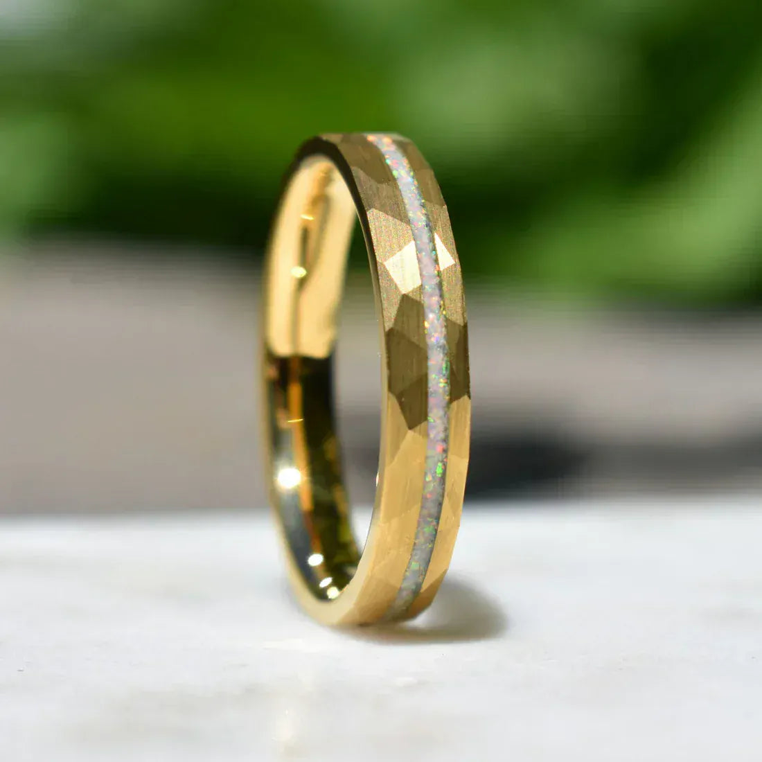 Ring Tungsten 6mm Hammered Gold Ring My Store