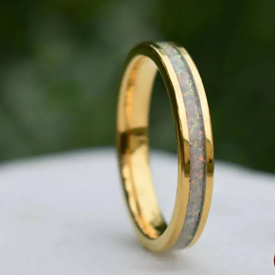 Ring Tungsten Gold Opal Ring 4mm My Store